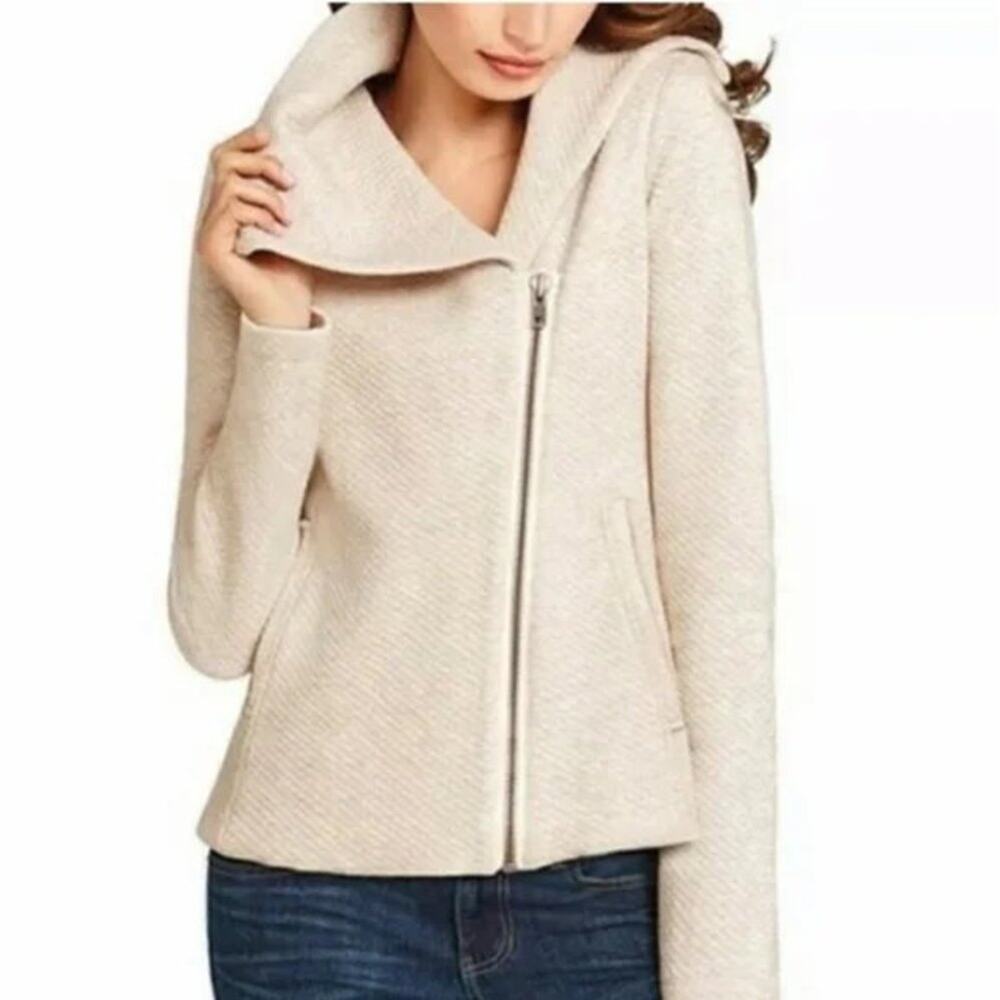 Cabi Jacket Womens XS Cream Ryder Moto Blazer Cream Oatmeal Quilted 913